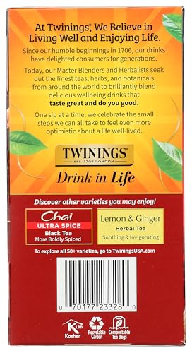 Twinings Chai Black Tea Bags, Sweet Spices, Caffeinated - 50 Count