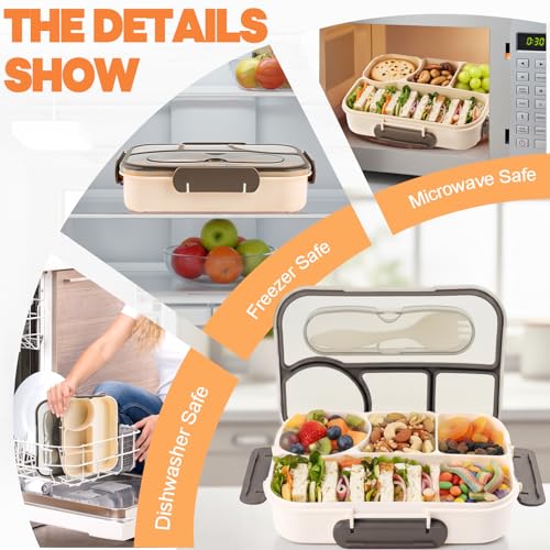 YANLIFY Portable Bento Box for Adults - 4 Compartments, 1000ml, Leak-Proof, BPA-Free