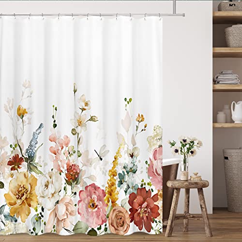 Tititex Floral Shower Curtain - Waterproof 71x71 Inch Polyester