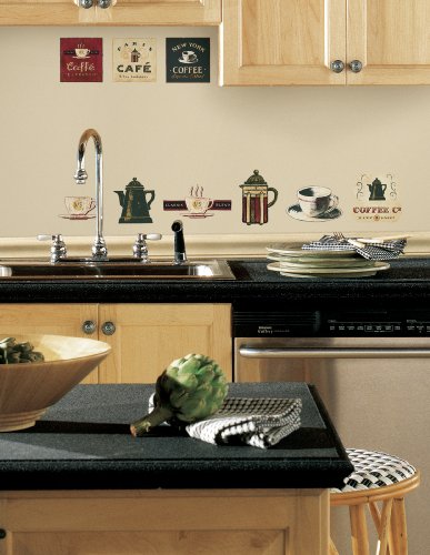 RoomMates Coffee House Peel and Stick Wall Decals - 31 Pieces