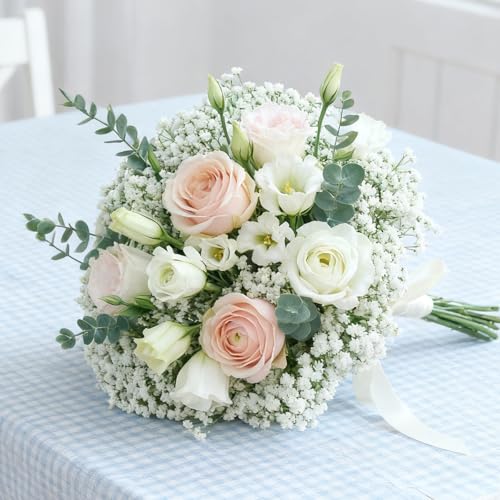 20 Pcs Real Touch Baby's Breath Artificial Flowers - White Faux Floral Arrangements for Weddings, Parties, Home Decor