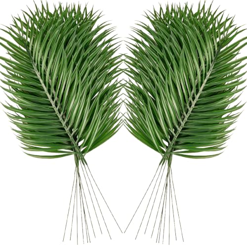 20 Pcs Artificial Palm Leaves - Lifelike Faux Fronds for Tropical Decorations