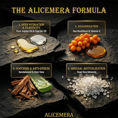 Alicemera Sandalwood Body Oil for Men - Fast-Absorbing Moisture 6.76 Fl Oz