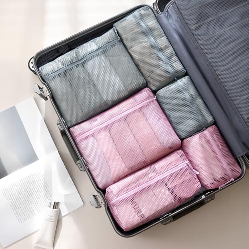 3-Pack Gray Waterproof Toiletry Bags - Clear Mesh Travel Organizers