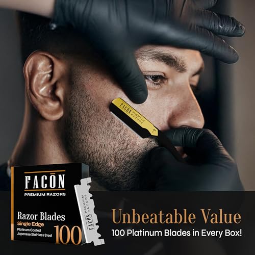 Fac?n Straight Razors for Men - Professional Barber Straight Edge Razor Kit with 100 Blades, Classic Stainless Steel Barbero Shaver for a Smooth & Precise Shave, Premium Barber Razor for Men's Shaving