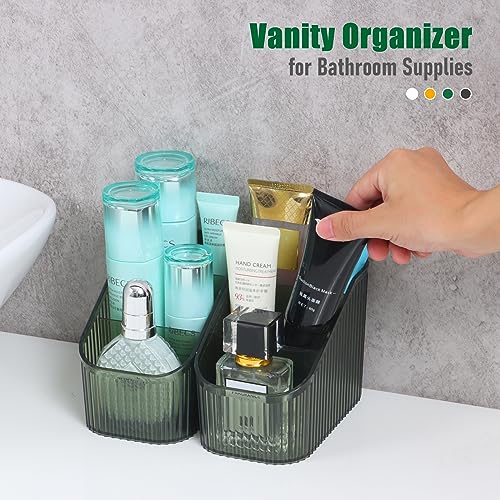 Green Makeup Organizer with 5 Cups - Acrylic Bathroom Storage