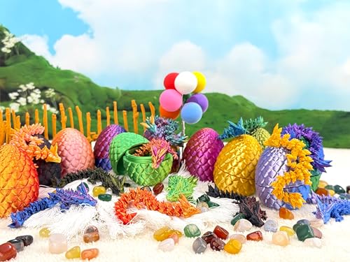14PCS Articulated Crystal Dragons with Eggs - Fantasy Collection