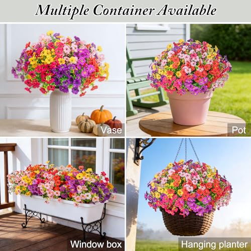 16 Bundles of UV Resistant Artificial Flowers in Mixed Colors