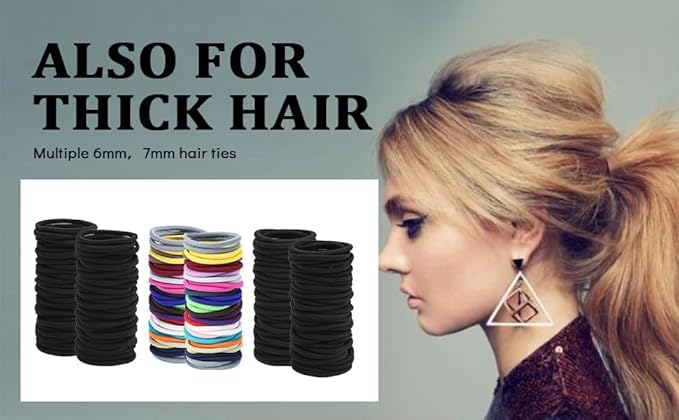 Sderoq 80PCS Colorful Hair Elastics, 6MM Thick Ponytail Holders
