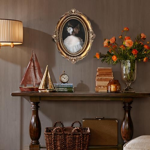 Jiozermi Vintage Oval Picture Frame 4x6 - Antique Bronze Gold Design