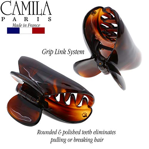 Camila Paris Tortoise Shell 2.75" Medium Claw Hair Clips for Thick Hair, Strong Hold, No Slip