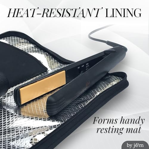 j&m Heat-Resistant Hair Straightener Mat and Travel Pouch Case