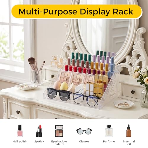 6 Tier Acrylic Nail Polish Organizer Holder Rack – Clear Display Stand for Bottles, Essential Oils, Makeup