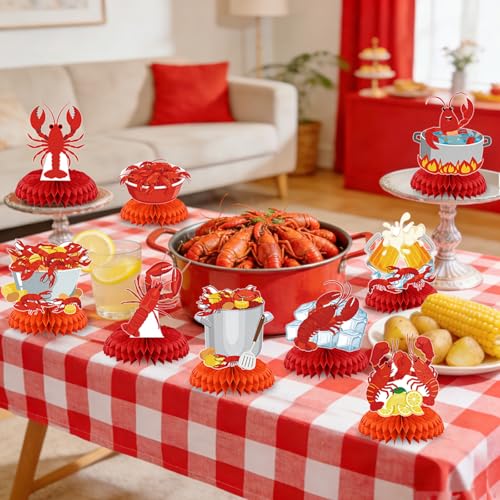 Crawfish Boil Party Decorations - 9 Piece Honeycomb Centerpieces
