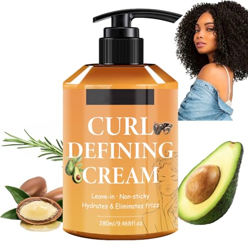 Yniquet Argan Oil Curl Defining Cream - Anti-Frizz Moisturizing Cream for Wavy & Curly Hair 9.46 FL OZ
