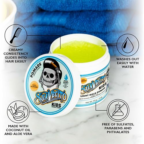 Suavecito Kid's Pomade - Calming Chamomile Scent, Light Hold, 4 oz
