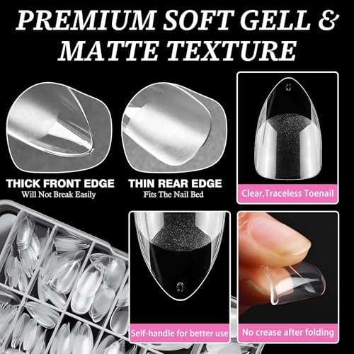 AddFavor Short Stiletto Gel Nail Tips - 240pcs Acrylic Nail Tips