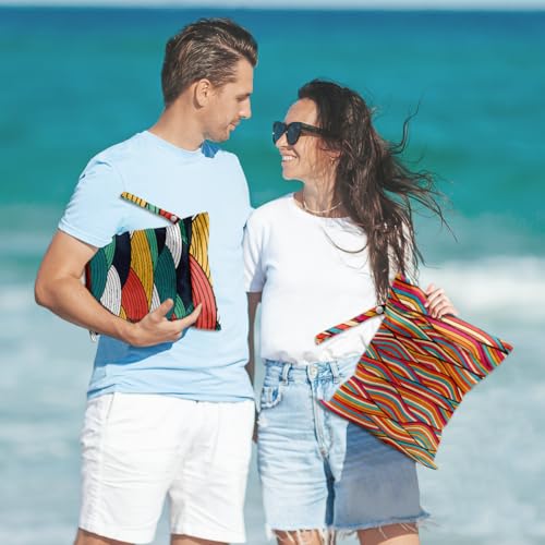 Multicolor Wet Dry Bag - 2 Pcs Wave Print Reusable Makeup & Swimsuit Bags