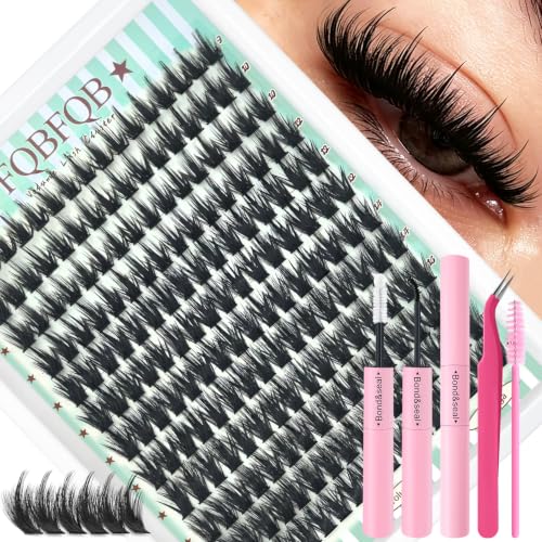 FQBFQB Manga Lash Kit with Spikes - DIY Eyelash Clusters & Glue, Natural to Dramatic Looks