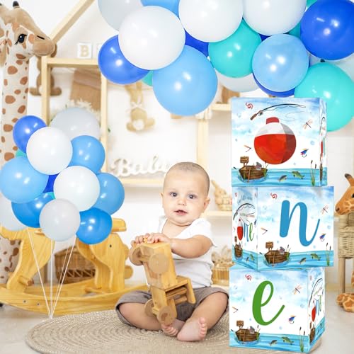 Gone Fishing First Birthday Decorations Kit for Boys - Balloon Boxes & Accessories