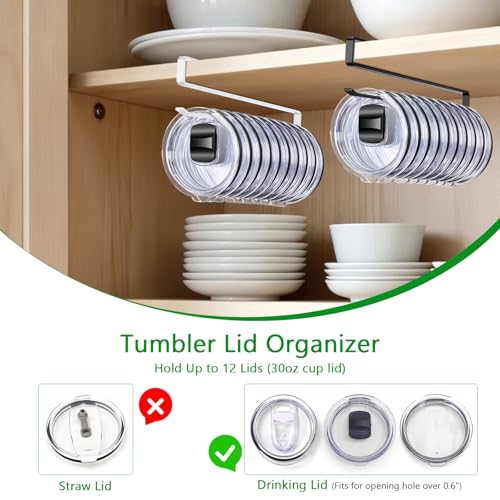 4-Pack Tumbler Lid Organizer Rack - Carbon Steel, Slide-On Design