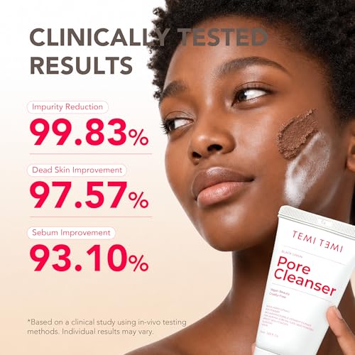 TEMI TEMI Black Grain Pore Cleanser 1 Fl Oz - Gentle Facial Scrub & Mask, Vegan Beauty