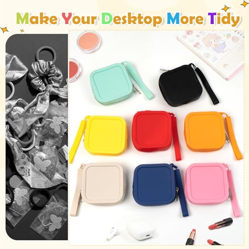 8PCS Silicone Coin Purse Set - Waterproof Travel Zipper Pouches for Jewelry, Accessories & Mini Toiletries