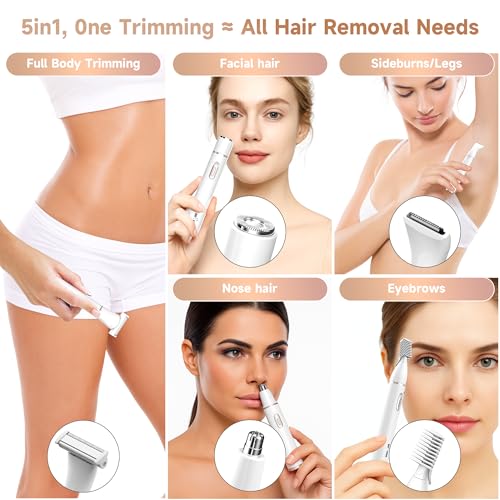 Gurelax Electric Body Hair Trimmer - Groin Trimmer for Men - Bikini Trimmer Women - 5-in-1 Lady Shaver Groomer, IPX7 Waterproof Razor Heads&USB Recharge with Travel Bag