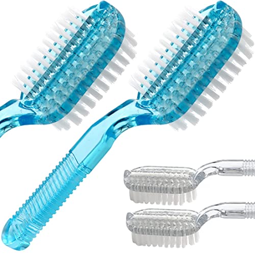 Two-Sided Nail Brush Set - Ergonomic Grip, Soft & Stiff Bristles, 4 PCS