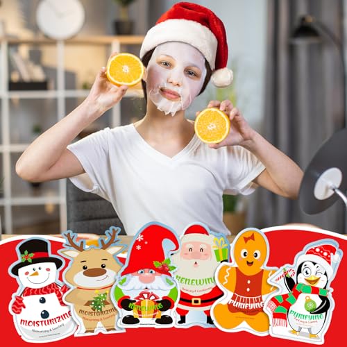 Timgle 24 Pcs Christmas Facial Sheet Masks - Hydrating Skincare Gift Set