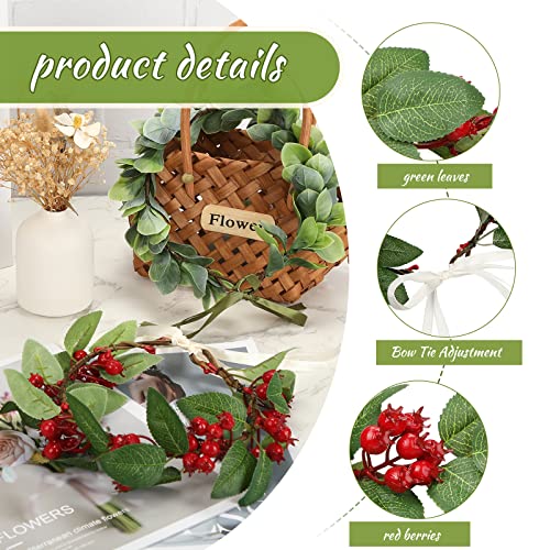 2 Pcs Christmas Floral Crown Headbands - Boho Leaf & Berry Hair Accessories