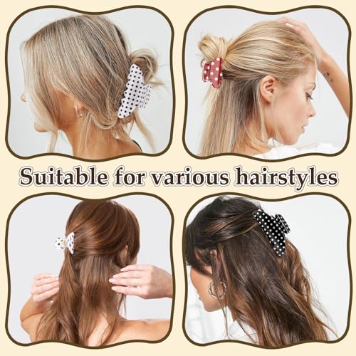 Vovii 6-Piece Polka Dot Hair Claw Clips for Thick and Fine Hair