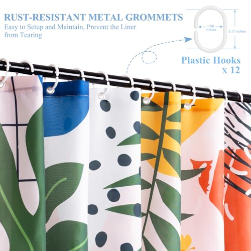 Lokigo Extra Long Tropical Leaves Shower Curtain 72" x 84"
