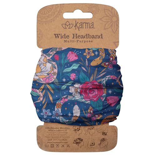 Karma Wide Fabric Headband for Women - Stretchy Hair Scarf, Casual & Sporty