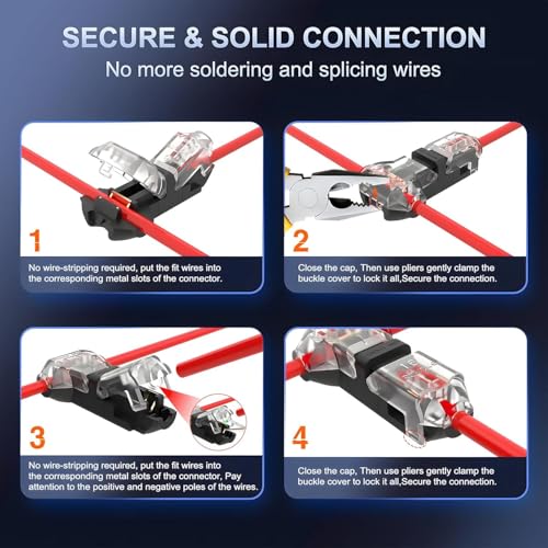 10-Pack Solderless T Tap Wire Connectors for 22-24 AWG