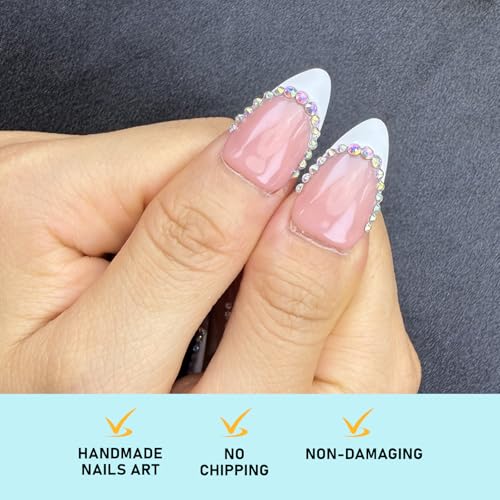 GLOVZBEYI XiaoZ S Handcrafted Almond-Shaped Press-On Nails for Summer, 10PCS Pink Floral Short Fake Nails