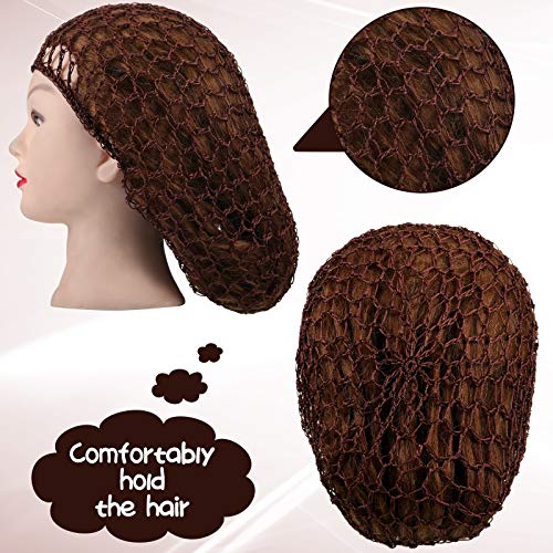Giugu 3 Pcs Mesh Crochet Hair Nets for Women, Wine Red & Brown