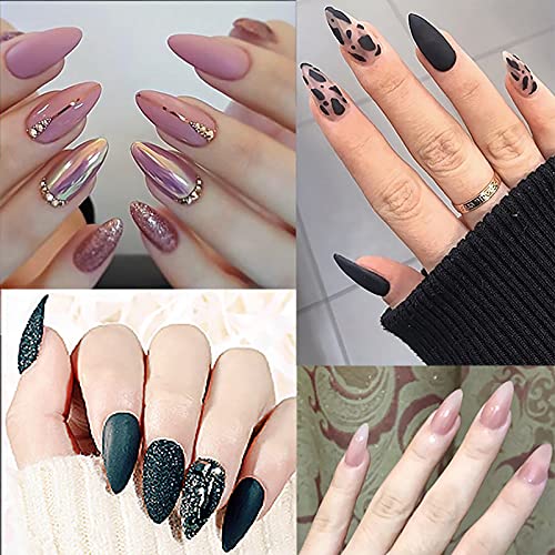 Ohlove 500Pcs Almond Clear Full Cover Nail Tips (10 Sizes) - A-Almond-Clear fake nails
