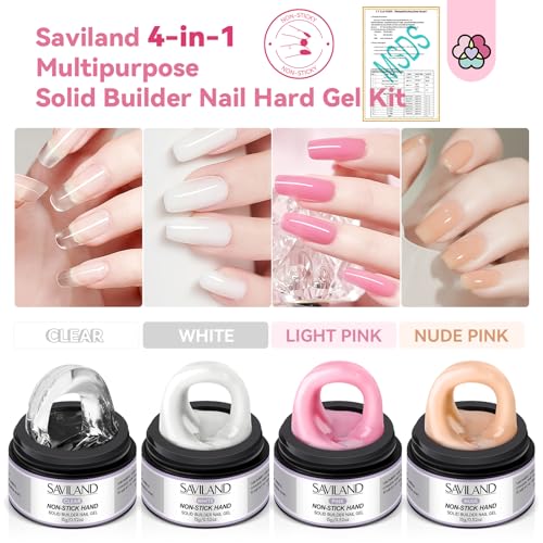15pcs Solid Builder Nail Gel Kit - Clear Nude Pink White Non-Sticky Long-Lasting