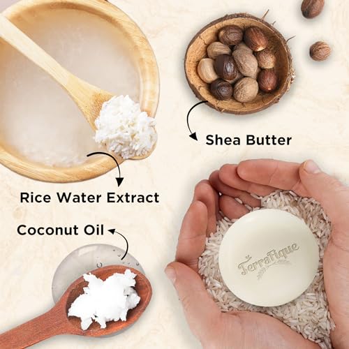 TERRAFIQUE Rice Water Shampoo Bar 3-Pack - Moisturizing Hair Growth Soap