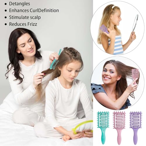 Yingbtr 2Pcs Pink Curl Defining Hair Brushes Vented Detangling Curly Hair Styling Tool