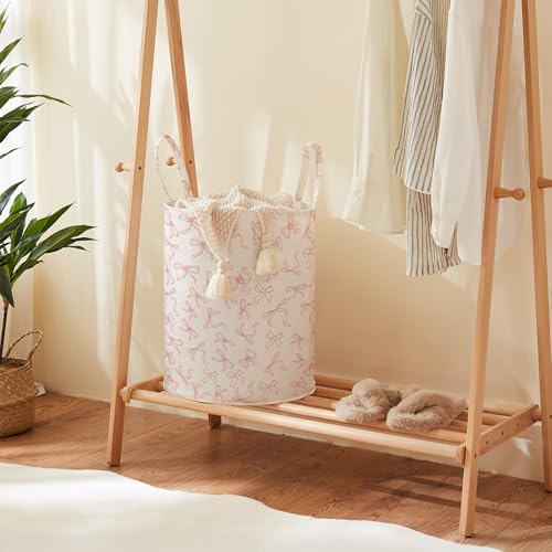 Large Baby Laundry Basket with Handles - Pink Nursery Hamper
