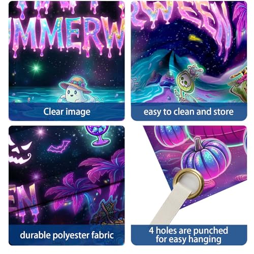 Summerween Banner - 70.8x35.4 Inch Tropical Halloween Backdrop