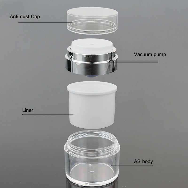 Schuirui 2-Pack Airless Pump Jars 1.7oz Refillable Travel Lotion Dispensers for Skincare, Cream & Moisturizer
