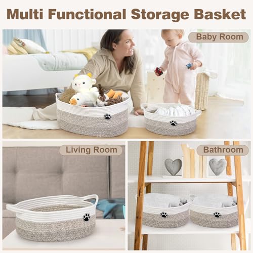 Optish Dog Toy Basket - Woven Rope Storage for Pets, 13.5" x 11" x 5"