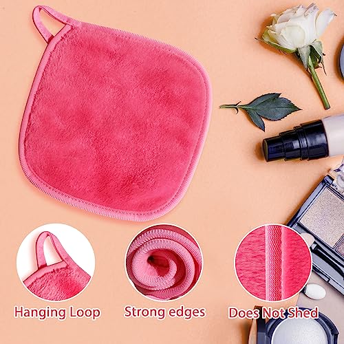 Pink Reusable Makeup Remover Cloths 12 Pack - Gentle Microfiber Facial Towels
