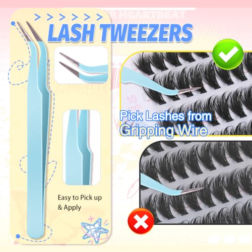 300 PCS Manga Natural Lash Clusters Kit - Wispy D-Curl Eyelashes