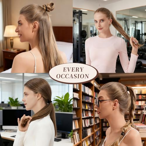 Black Elastic Hair Ties 4mm Pack of 50, Durable Ponytail Holders for Kids & Women