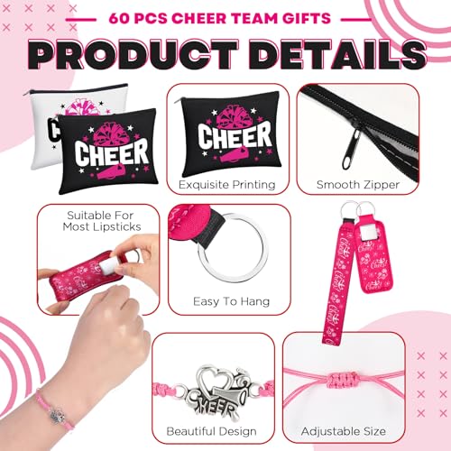 60-Piece Cheerleader Team Gift Set - Cosmetic Bags, Mirrors & Accessories