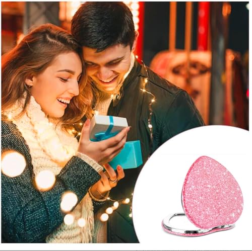 Heart Shaped Compact Travel Mirror for Women - 1X/2X Magnification